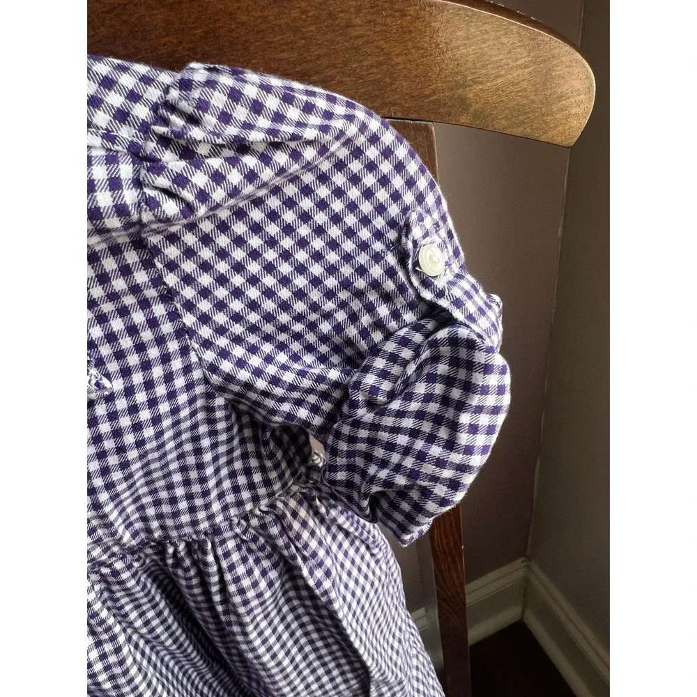Ralph Lauren Baby Girls Purple Gingham Print Dress W/ Bloomers Size 9‎ Months